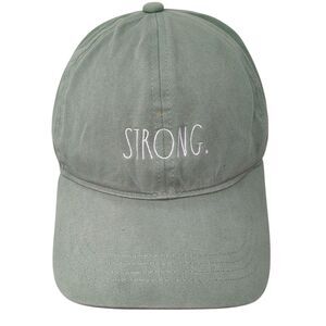 Strong Slideback Hat Green One Size Embroidered Rae Dunn Solid 6 Panel